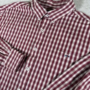 Fish Hippie Button Down Mens XXL Burgundy Plaid Stretch‎ L/S Shirt
